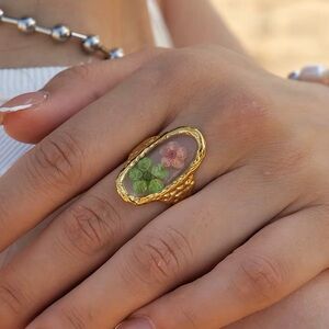 18K Gold Plated Adjustable Floral Ring